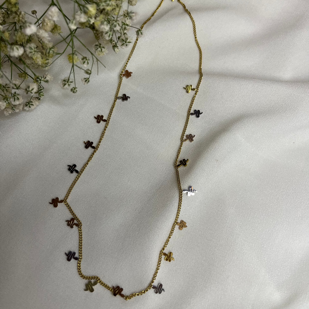 GOLDEN SERPENT CHARM NECKLACE